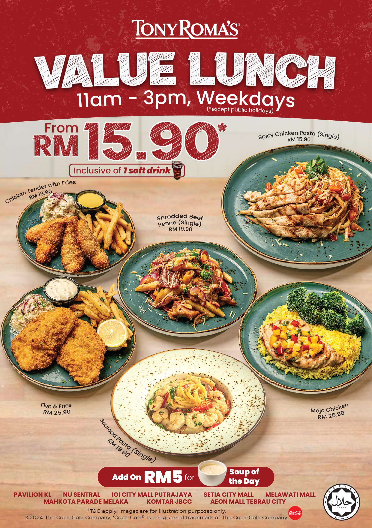 Tony Roma's Value Lunch | Weekdays lunch deals only from RM 15.90 ...